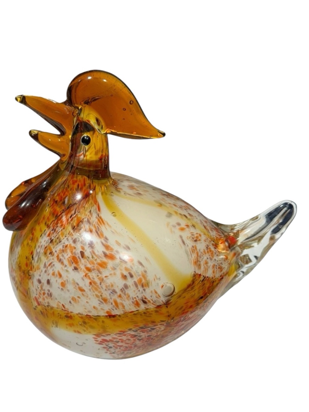 Vintage Diamond Star Glass Chicken Figurine Large 8"